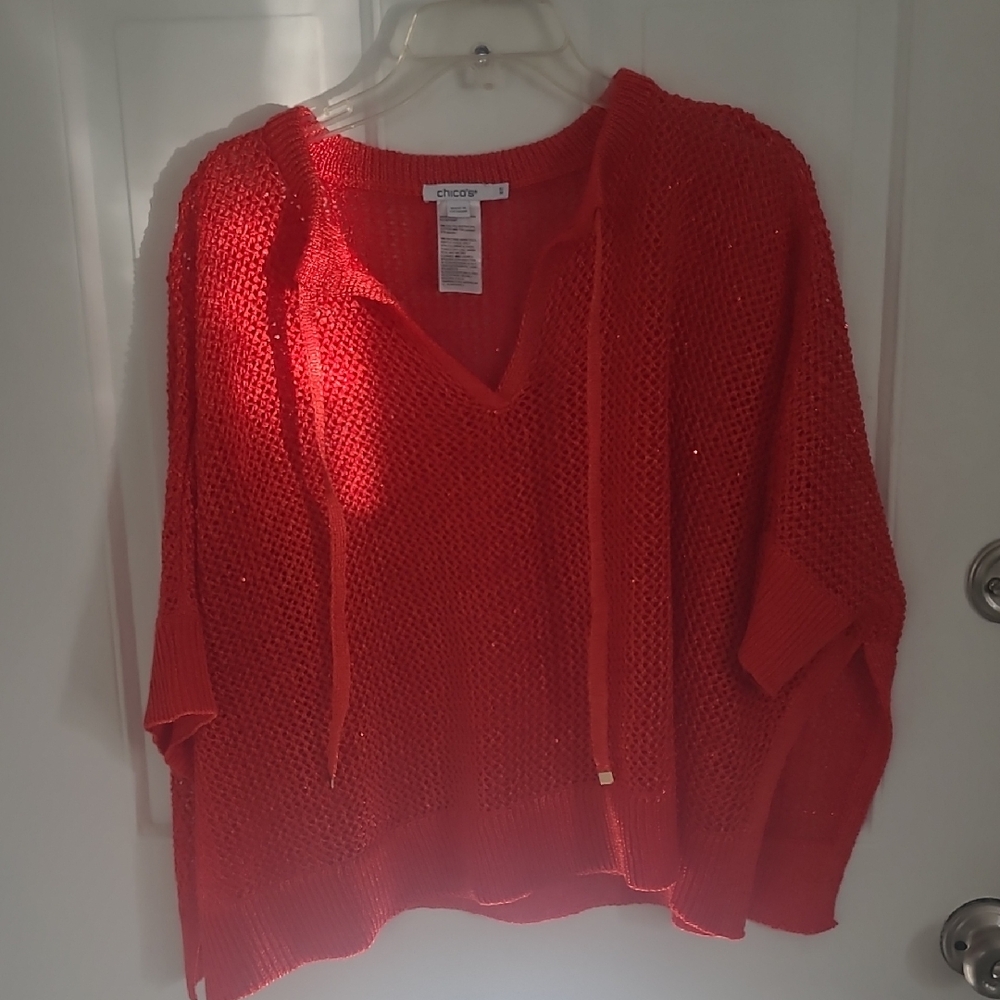 Chico's Vibrant Red V-Neck Sweater